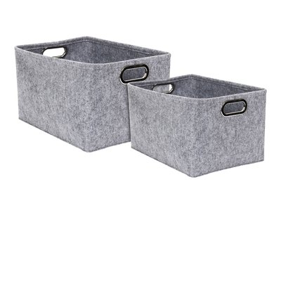 Lot de 2 Paniers de rangement rectangulaires en Polyester TOILINUX