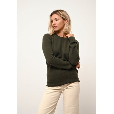 HELEN pull col rond kaki en cachemire JUST CASHMERE