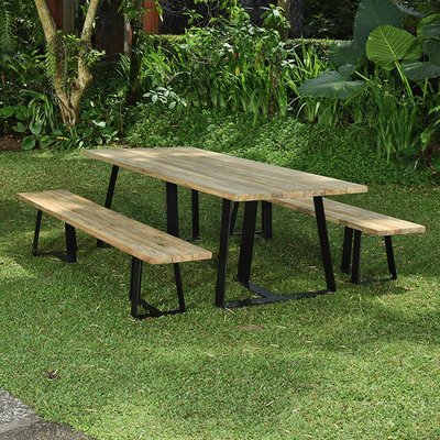 Table métal et teck recyclé 240 x 100 cmsay GECKO JARDIN