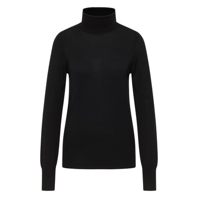 Pull noir uni avec un col roulé côtelé et des manches longues MUSTANG