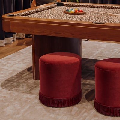 Senn Fringe Trim Velvet Upholstered Pouffe ÉDITÉ