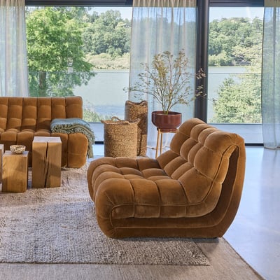 Fauteuil modulable capitonné, en velours, JUD AM.PM