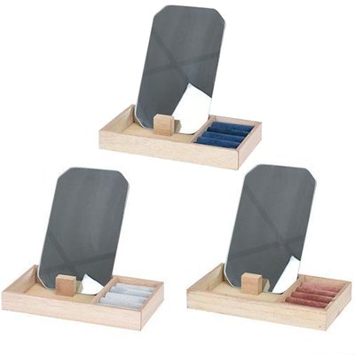 Set de 3 boîtes à bijoux en bois et velours avec miroirs WADIGA