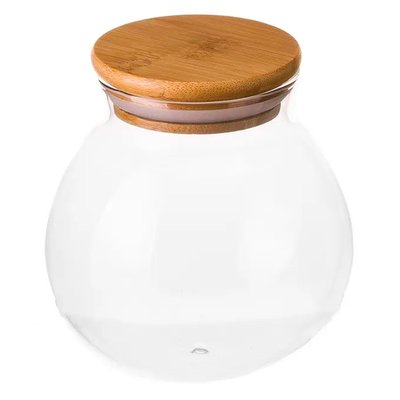 Bocal cuisine rond en verre avec bouchon bambou 500ml WADIGA