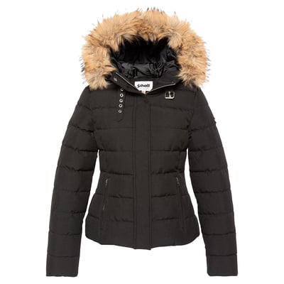 Blouson cintré à capuche bordée de imitation fourrure SCHOTT