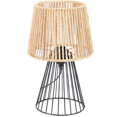 Lampe à poser conique métal noir et corde WADIGA