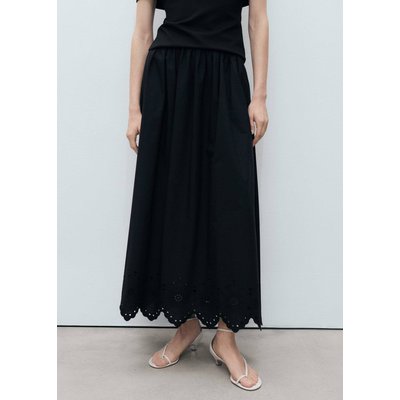Jupe coton bas brodé MANGO