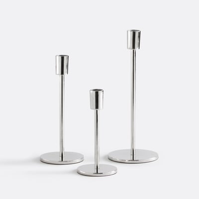 Lot de 3 bougeoirs en métal aluminium chromé, Oror LA REDOUTE INTERIEURS