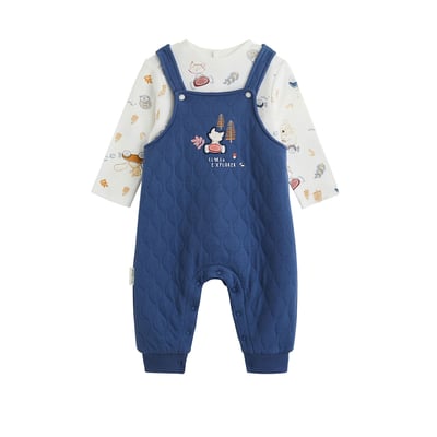 Ensemble salopette bébé en coton matelassé et t-shirt Emile PETIT BEGUIN
