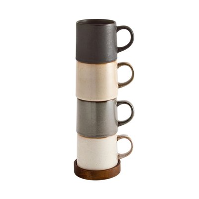 Mug à empiler avec plateau en bois, lot de 4 NEXT