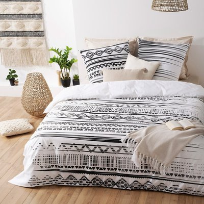 Housse de couette 240x260 Ethnik NB + 2 taies 100% coton 57 fils ATMOSPHERA