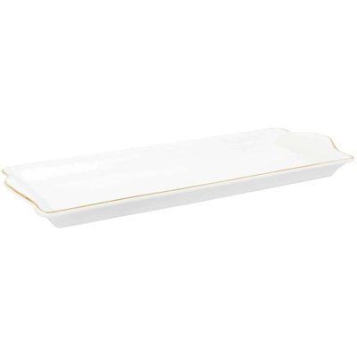 Plat de service en porcelaine liseré doré 34 x 14 cm CMP
