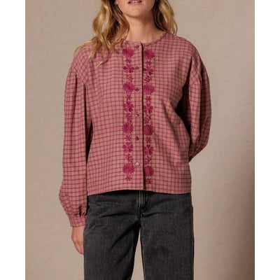 Blouse brodée à carreaux, BINU APACHES COLLECTIONS