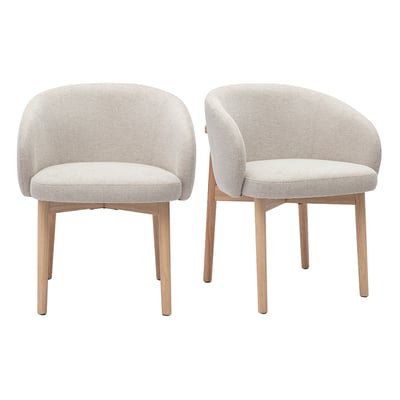 Chaises en tissu effet velours texturé beige et bois clair (lot de 2) TORVI MILIBOO