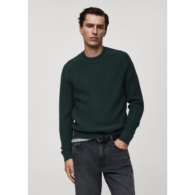 Pull-over maille côtelée laine mélangée MANGO MAN