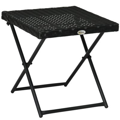 Table basse pliable de jardin résine tressée OUTSUNNY
