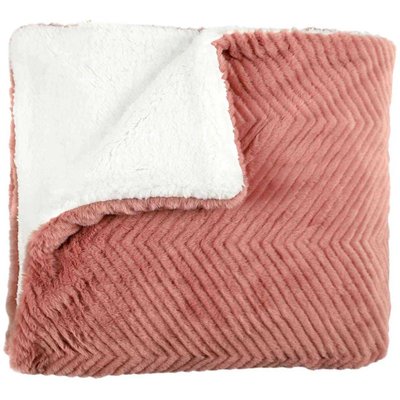 Plaid tissu doux rose et sherpa 140 x 200 cm CMP