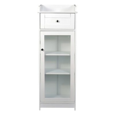 White Wooden Bathroom Cabinet with Glass Panels SO'HOME