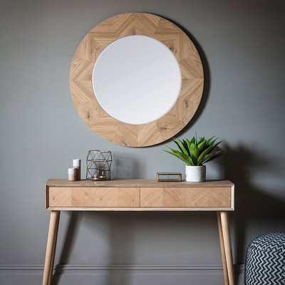 90cm Light Wood Round Mirror SO'HOME