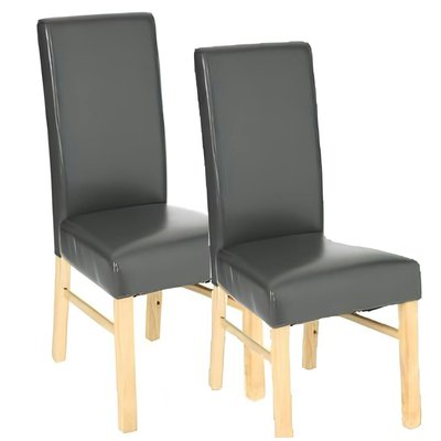 Chaise moderne grise avec pieds bois (lot de 2) PIER IMPORT