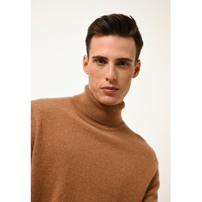 CONNOR pull col roulé noisette en cachemire JUST CASHMERE