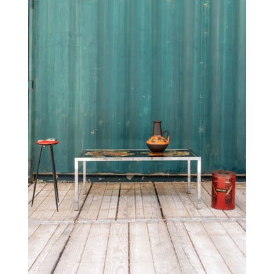 Table basse chromée et en céramique Donna N°1077 - Bon état DEBONGOUT