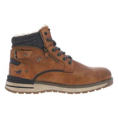 Sneakers bleu marine à talon plat avec des lacets et un zip latéral MUSTANG