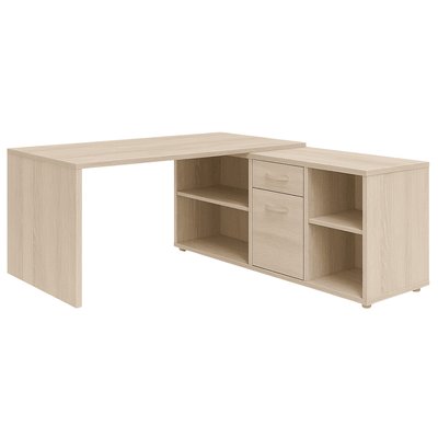 Bureau d'Angle Modulable avec Caisson, Tiroir et Étagères de Rangements - Lex CALICOSY