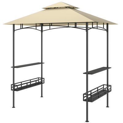 Abri pour barbecue - 4 étagères - métal noir tissu beige OUTSUNNY