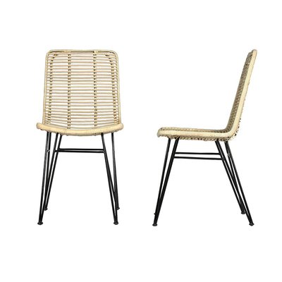 Lot de 2 chaises en rotin et métal  BOHEMA BERAH GETAH
