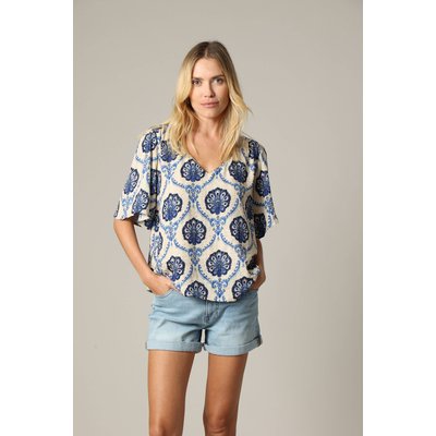 Blouse bohème en viscose avec fils fil textile et col v TAHORA DEELUXE