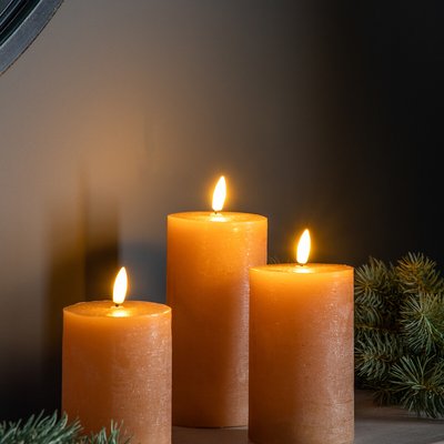 Set of 3 LED Candle Rustic Amber SO'HOME