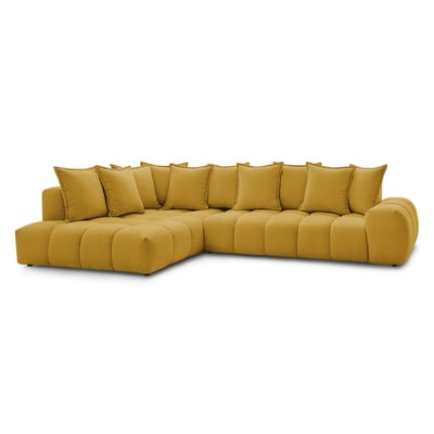 Canapé d'angle fixe 4 places en tissu texturé, EVEREST BOBOCHIC