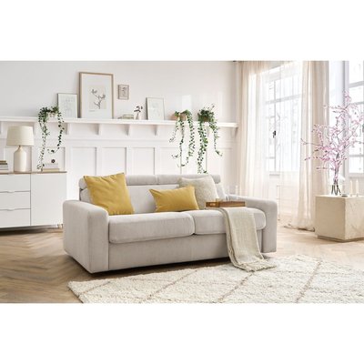 Canapé droit convertible 3 places en velours côtelé couchage 140x190 cm, MONACO BOBOCHIC