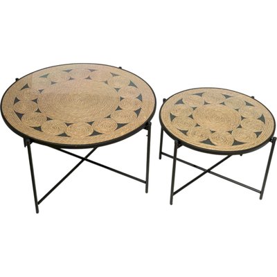 Table dappoint en rotin et métal naturel et  design élégant RECOLLECTION