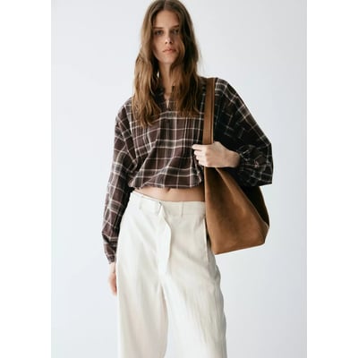 Chemise carreaux manches bouffantes MANGO