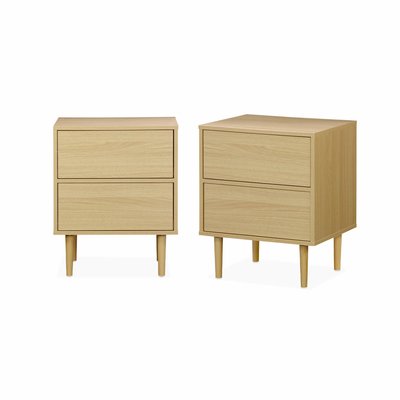 Table de chevet effet bois 2 tiroirs (lot de 2) MIKA SWEEEK