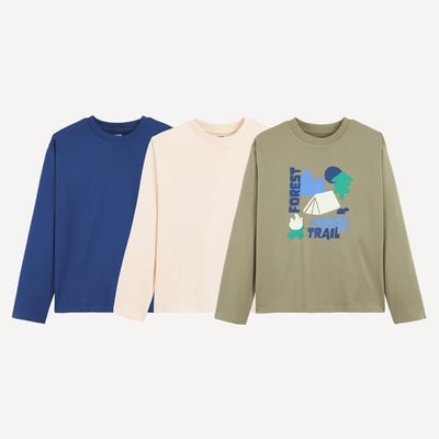 3er-Pack Shirts mit langen Ärmeln und Aufdruck LA REDOUTE COLLECTIONS