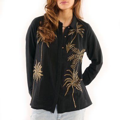 Chemise coton et lin avec broderie sequins ANGELO WILD