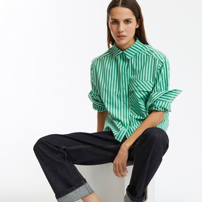 Chemise rayée courte et ample, manches longues LA REDOUTE COLLECTIONS