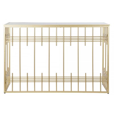 Console en Métal Doré et Plateau Verre Noir -  120x40x81cm WADIGA
