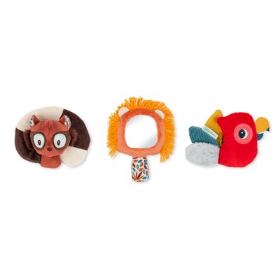 Jack le lion - set de 3 hochets sensoriels - multicolor - boîte cadeau - 30cm LILLIPUTIENS