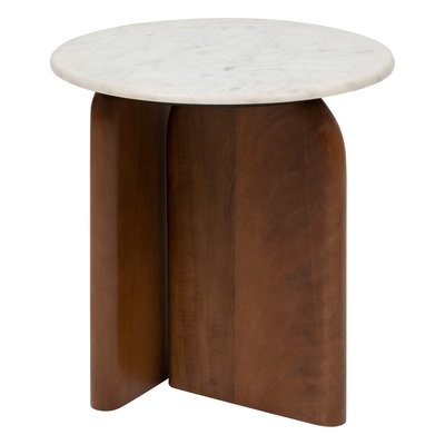 Table à café ronde en marbre et bois massif NANDA ATMOSPHERA