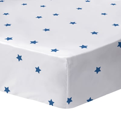 Drap-housse imprimé 100% coton, NUIT ETOILÉE MATT ET ROSE