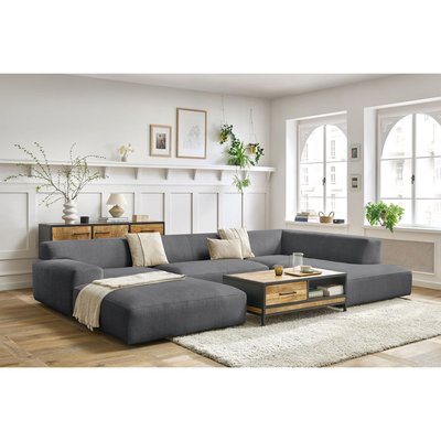 Canapé panoramique fixe 6 places en velours, LAVENA BOBOCHIC