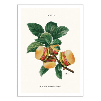 Affiche d’art et cadre noir 50 x 70 cm - Burger Plant - Jonas Loose WALL EDITIONS