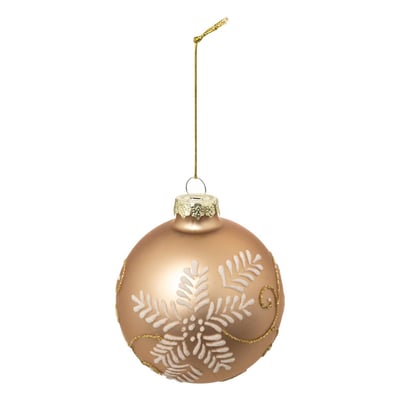 Boule de Noël en verre fleur effet neige or D. 80 mm FEERIC LIGHTS & CHRISTMAS