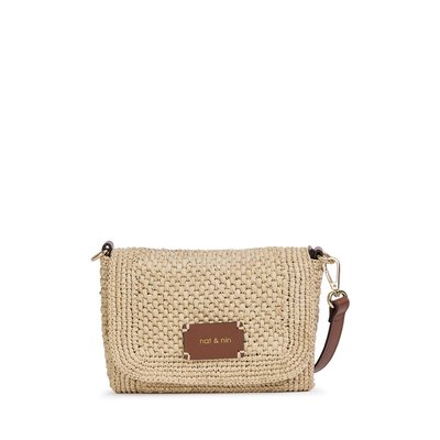 Schoudertas van raffia, ROMA NAT & NIN