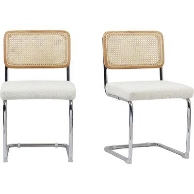 Lot de 2 chaises en cannage et tissu bouclé - MUSE HOMIFAB
