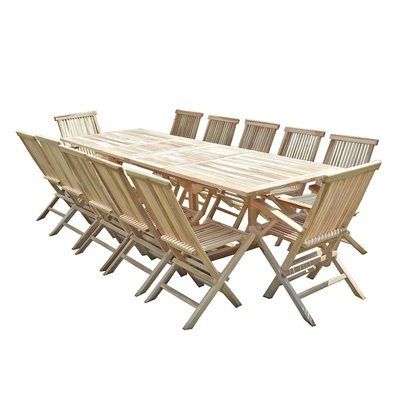 Salon de jardin en teck BATAN 10 chaises 2 fauteuils C ET L JARDIN